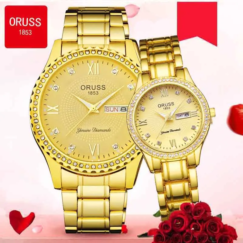 Couple watches a pair of matching personality handsome double calendar durable men's watch small niche ins retro women's watch