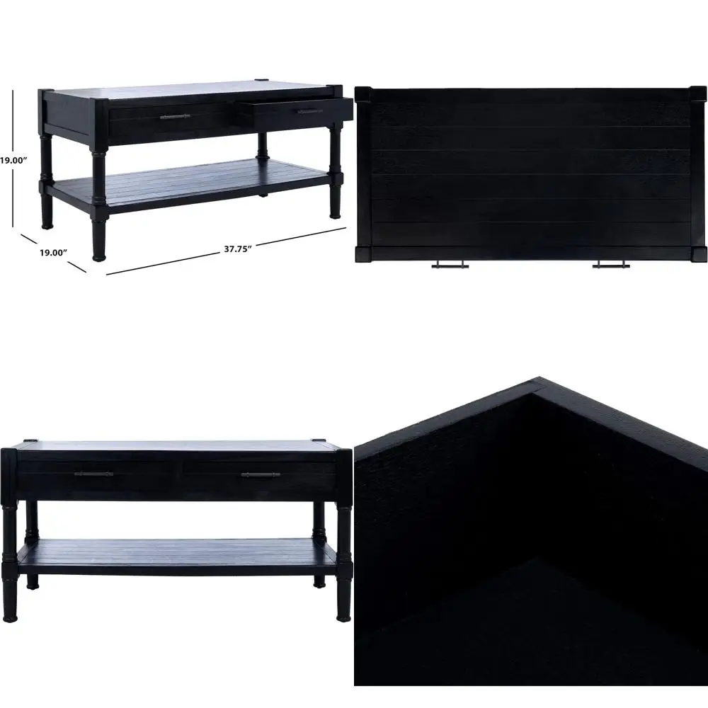 

Home Collection ilbert Black 2-Der Bottom Shel Coee Table CO5703B