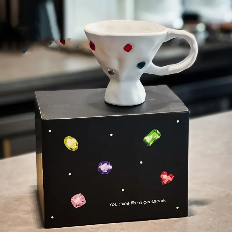Creative Gem Party Ceramic Mug Hot Girl Atmosphere Diamond Couple Coffee Cup High Appearance Luxury Cup view 4