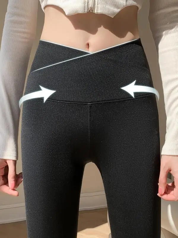 

Slimming Yoga Pants Women's Thin Nine-Piece Tummy Control Leggings Cross Waist Pants Summer Slim Fit Tight Pants