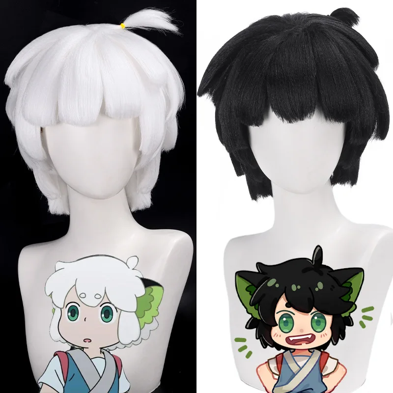 

Short Black Synthetic Wig Fluffy Thick Fiber Cosplay Costume Hair Heat Resistant Daily Party Use Anime Style Women
