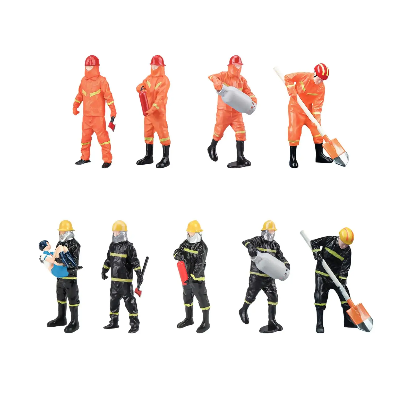 1/32 Scale Models Figurine Firefighter Figures Tiny People for Sand Table