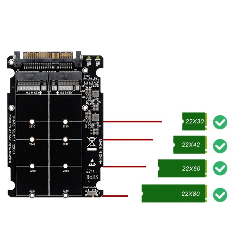 

Компактный адаптер 4X M.2 SSD-U.2 2в1 M.2 Nvme и SATA-Bus NGFF SSD-адаптер PCI-E U.2 SFF-8639 Конвертер Pcie M2, с корпусом