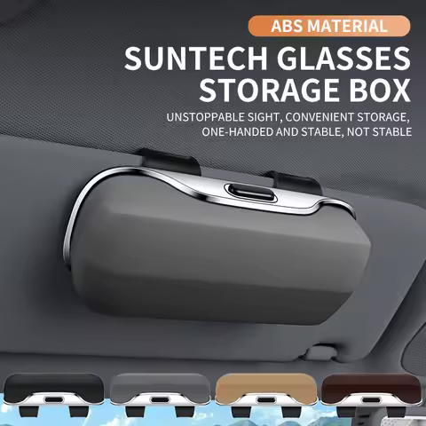 Multifunction Car Glasses Box Portable Car Sunglasses Holder Car Driving Glasses Holder Press Switch Eyeglass Case Sun Visor