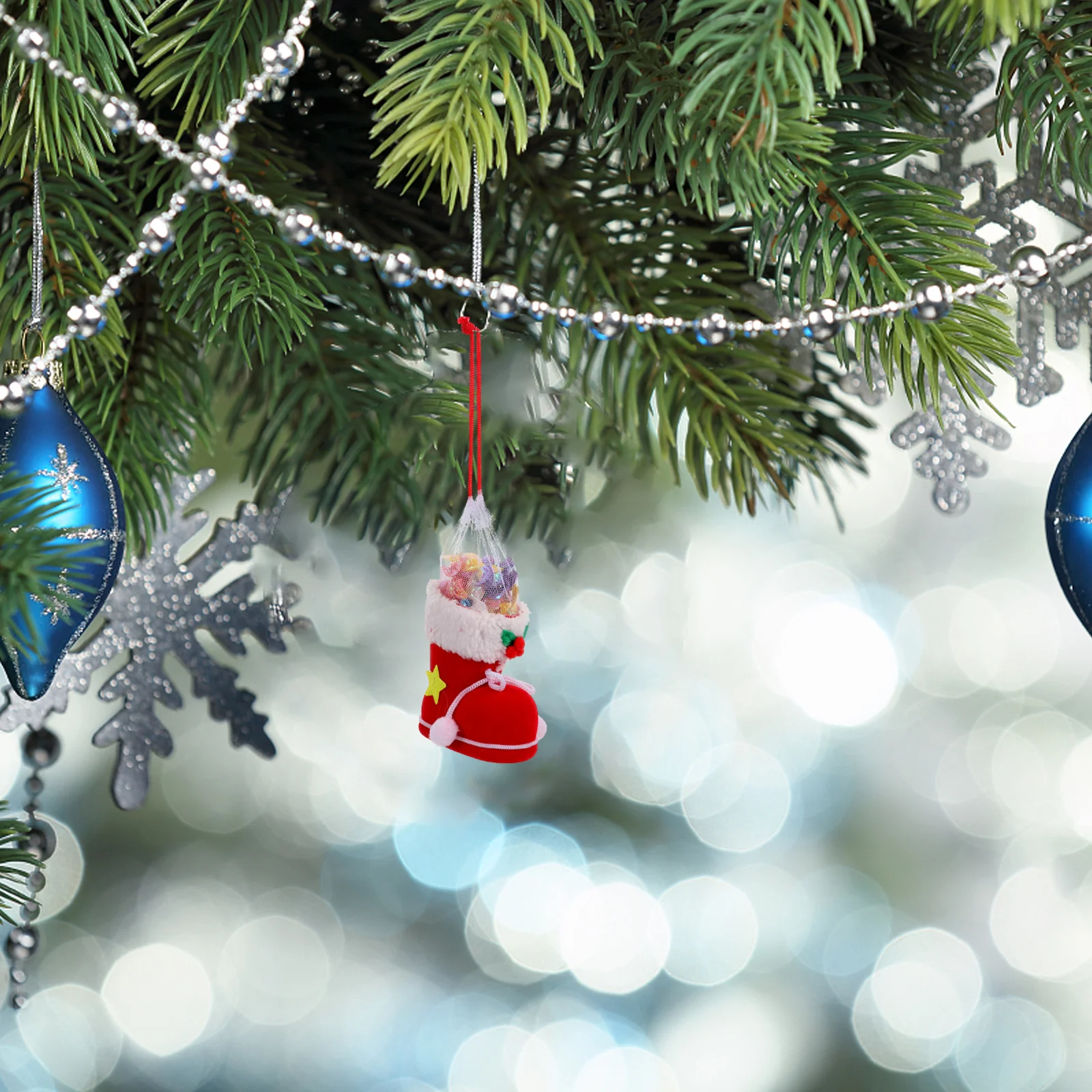 

6Pcs Christmas Candy Shoes for Festive Gift Bags Creative Reusable Holiday Decoration with Fun Design Storage Pouches