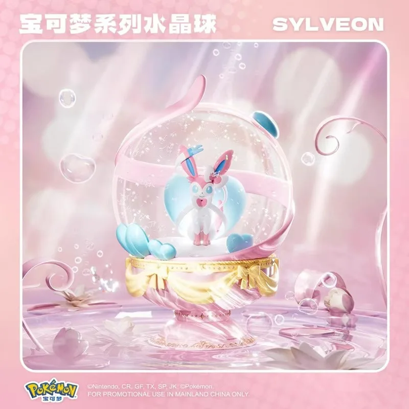 Original Pok é mon serie lindo bola de cristal de dibujos animados Pikachu Gengar Eevee Sylveen joyería luminosa regalos juguetes Accesorios