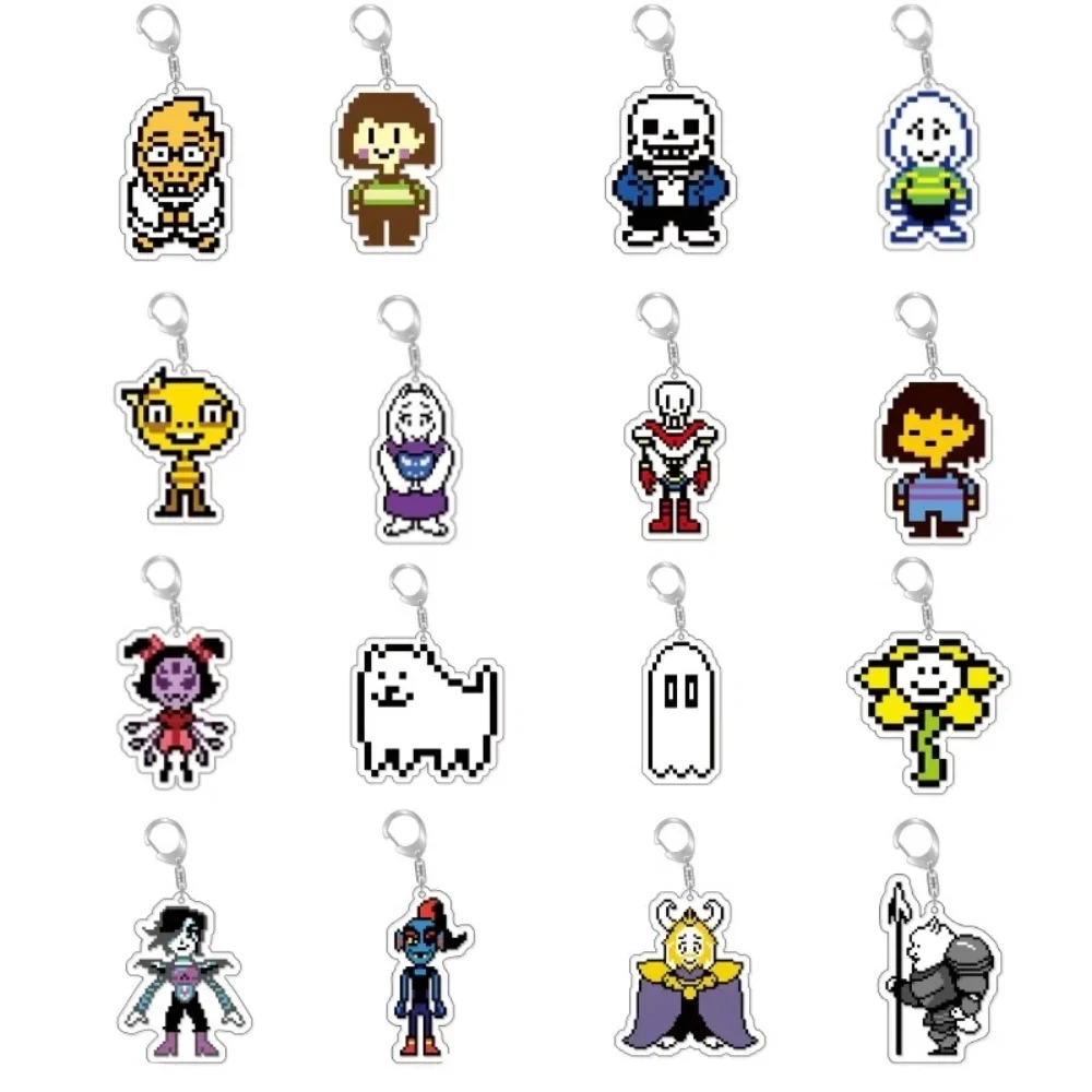 6cm charme jogo undertale pixel acrílico chaveiro modelo cosplay personagens ornamento acessórios bens coleção presentes