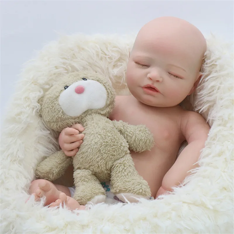 painted 18 inch cute closed eyes rebirth doll kit mold 3D skin veins visible silicone rebirth doll accessories kids gift