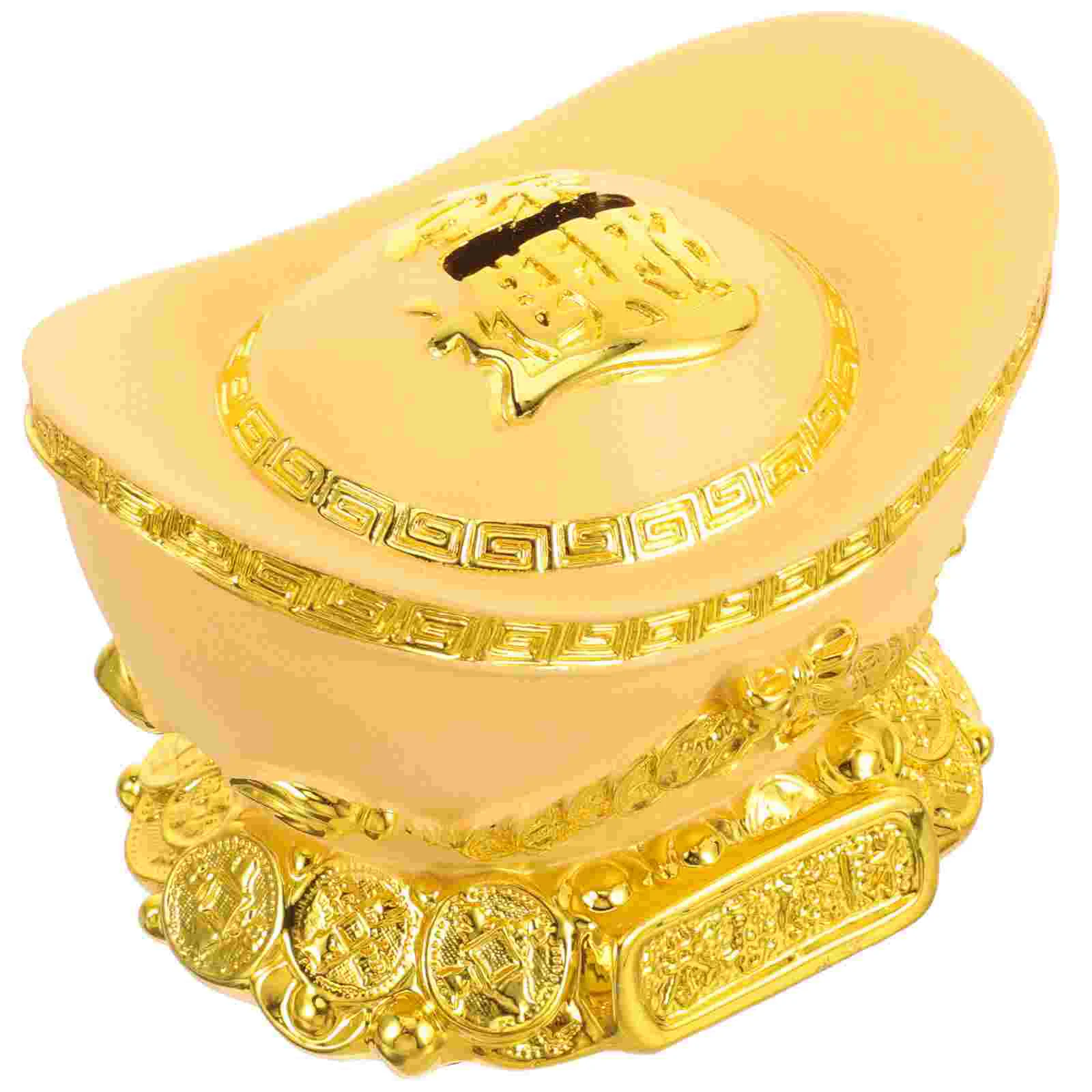 

Gold Piggy Bank Ornament Money Scene Decor Ceramics Novelty Resin for Adults Holder Office Small Cash