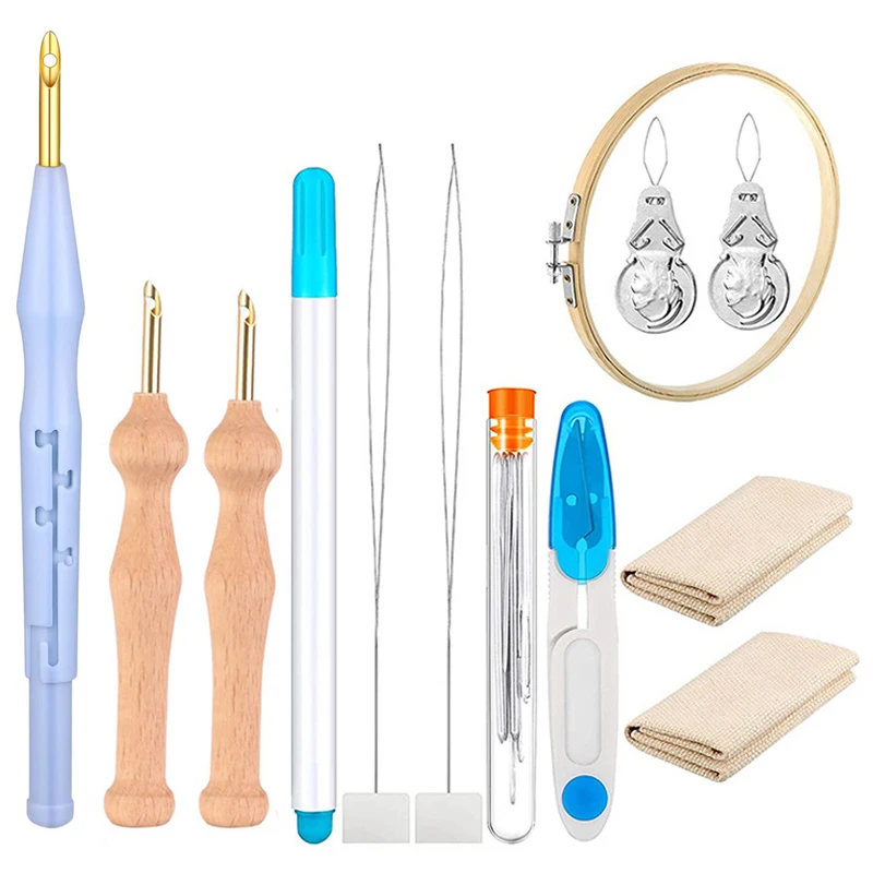 

21 шт., наборы для вышивания игл, регулируемый коврик, пряжа, нитевдеватель, ткань для вышивания игл, нить для вышивания крестиком