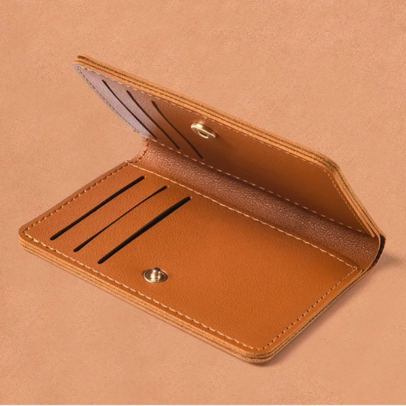 Porte-cartes en cuir PU super fin pour hommes et femmes, mini porte-cartes, fente multicartes, portefeuille pour cartes de crédit avec boutons à moraillon, petit sac à main fin