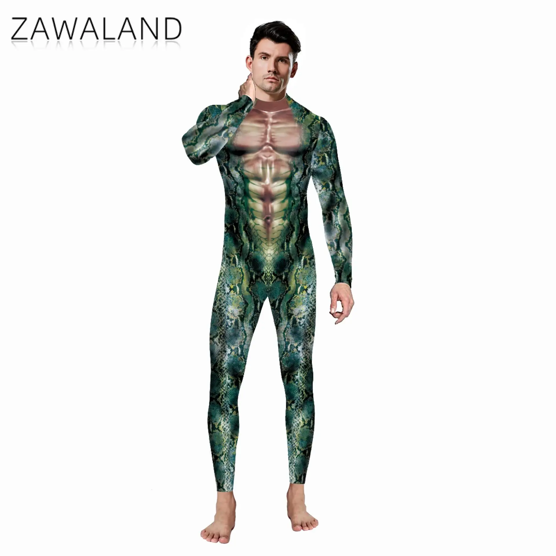 Zawaland Cosplay Costume Disguise Animal Zentai Boys Bodysuit Halloween Carnival Party Clothing For Adult Man Catsuit Jumpsuits