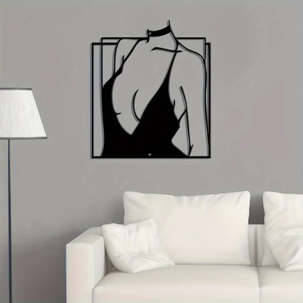 CIFbuy Woman Wall Sign, Metal Wall Art Ornament, Aesthetic Wall Decoration Minimalist Line Abstract Metal Hanging