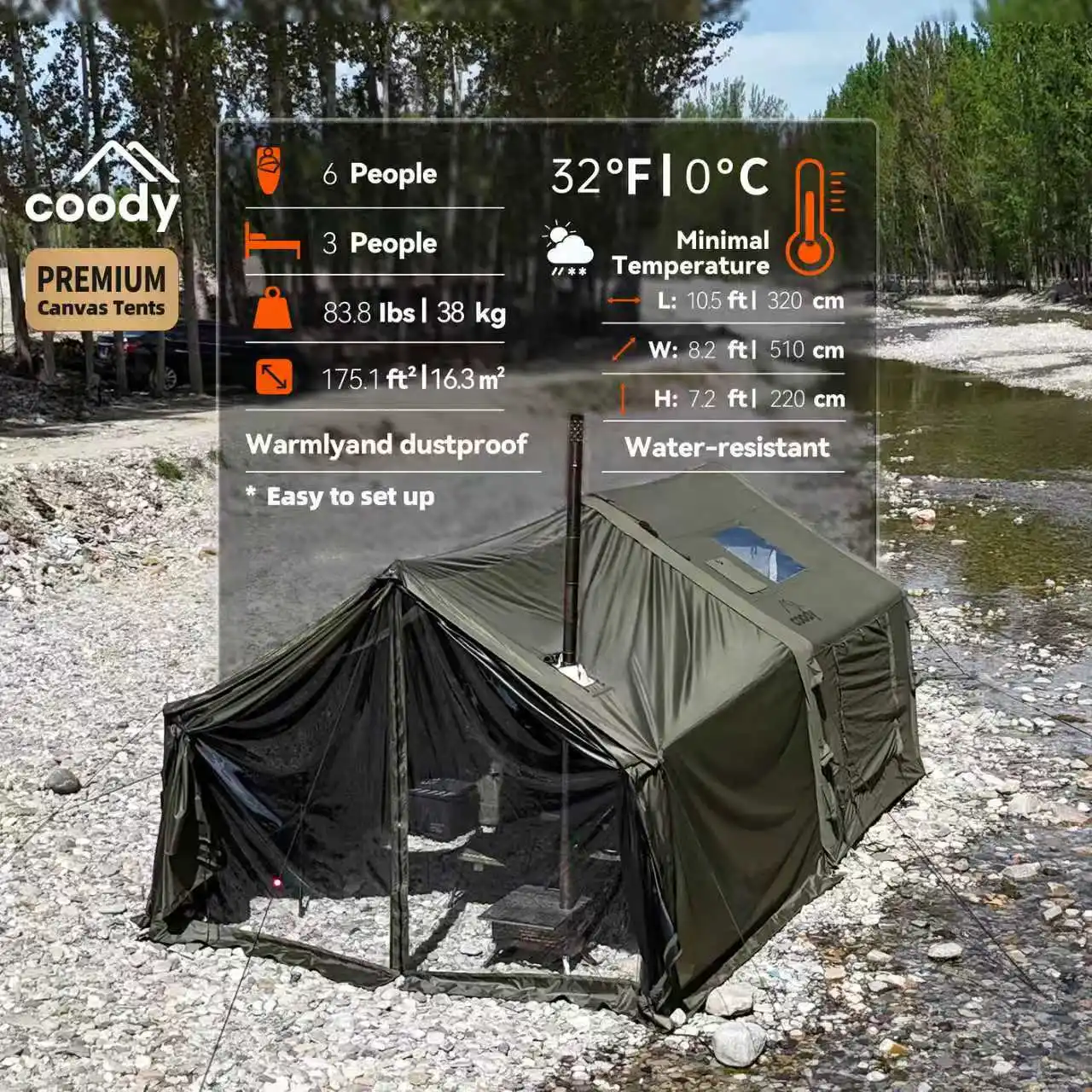 Army Green Coody 8.0+ Air Tent With Framed Foyer Waterproof Spacious Outdoor Family Glamping Inflatable Tent
