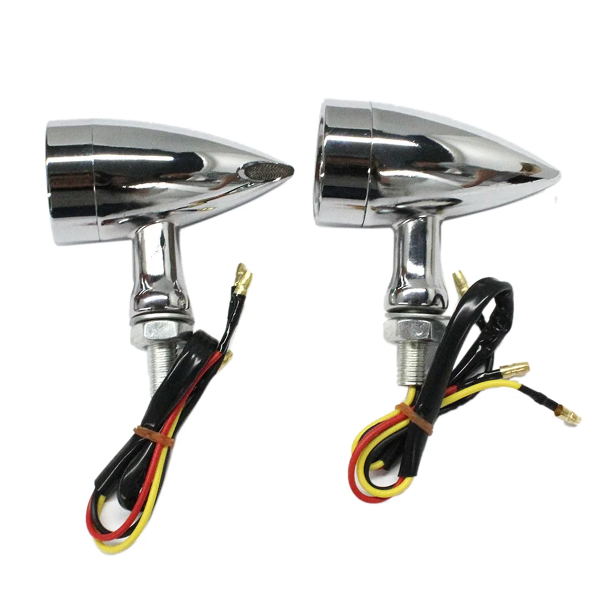 1Pair Retro Motorcycle Turn Signal Light LED Brake Light Blinkers Flashers for Honda Suzuki Cafe Racer Chrome