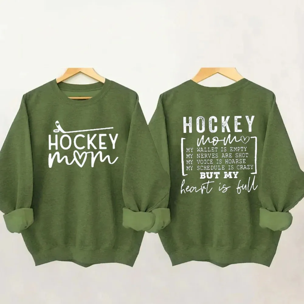 Rheaclots Women\'s Hockey Mom Printed Cotton Female Cute Long Sleeves Sweatshirt