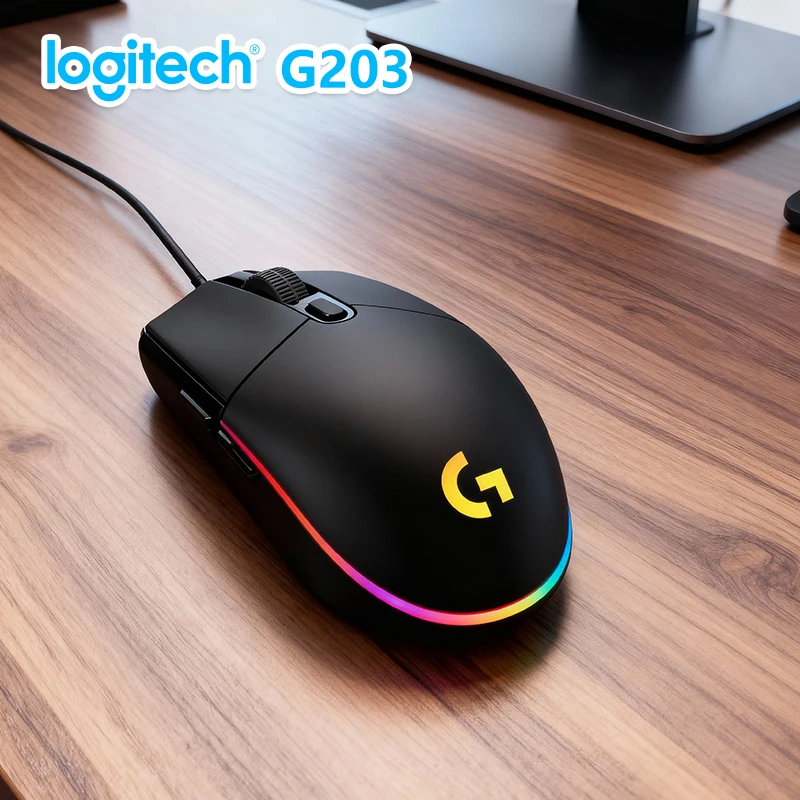 

Logitech G203 Gaming Mouse Wired, Adjustable 200-8000 DPI, LIGHTSYNC RGB, Ergonomic Design & G HUB Support for Gamers/Office 1