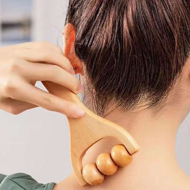 Wooden Massager Roller Handheld Push Roller Relax Shoulder Neck Waist Face Muscle Universal Massager Body Care Tool