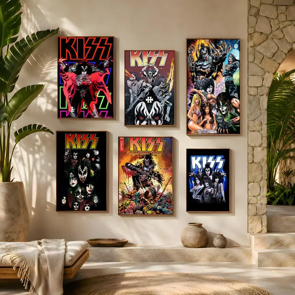 Rock Band K-Kiss Kraft Poster 1PC HD Matte Self Adhesive Wall Art No Frame Waterproof Removable Bedroom Living Room Decor view 2