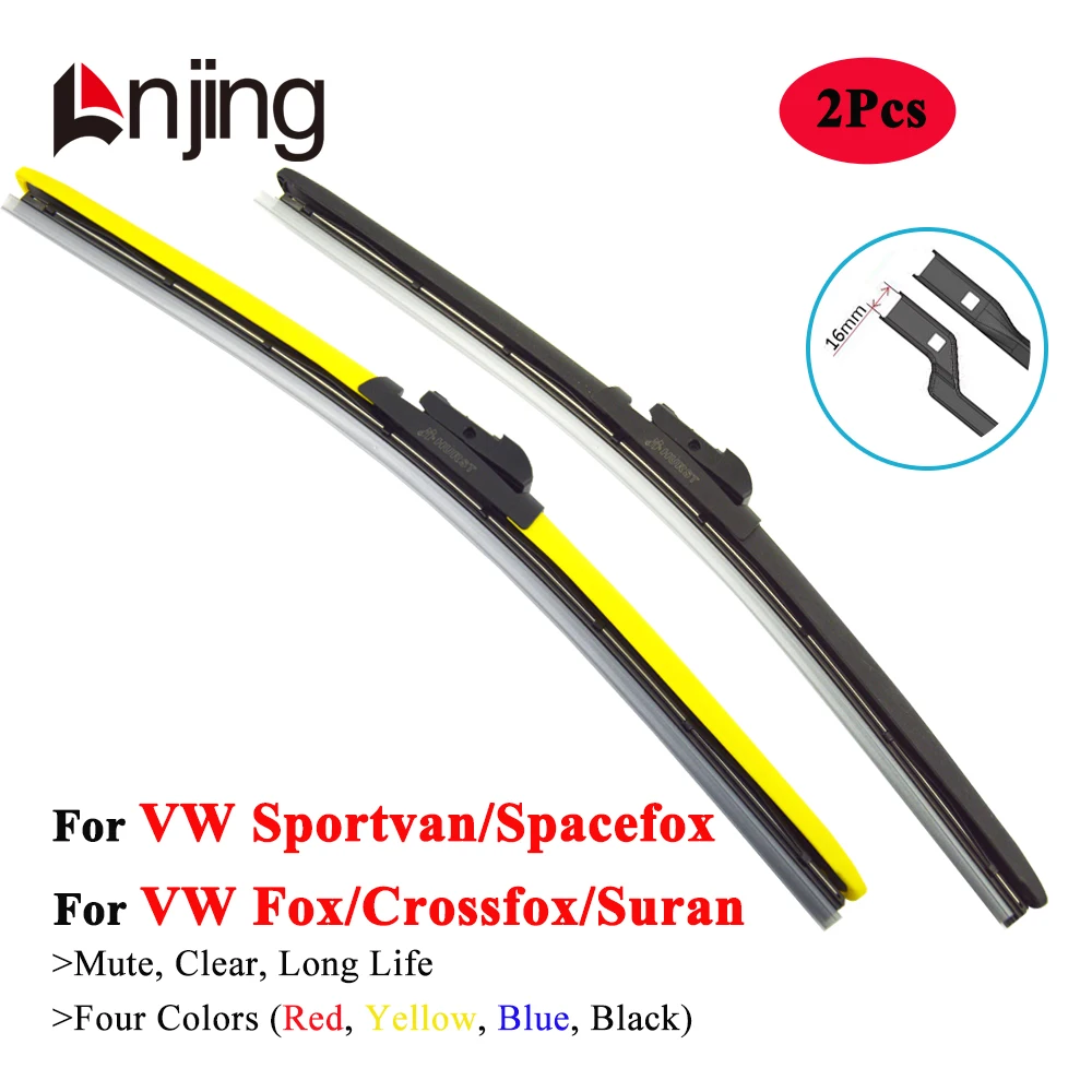 

LNJING Colorful Wiper Blades For Volkswagen VW Crossfox Fox Suran Spacefox Sportvan 5Z 2003 2006 2007 2013 2014 2015 2016 2017