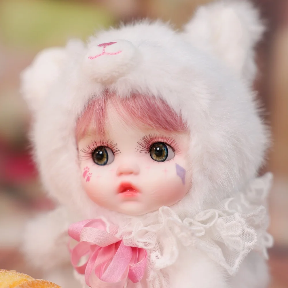 Cloveray Original 8 inch Porcelain Doll Kawaii Animal Ceramic Face Body Plush Doll High-quality Handmade Collectible Art Gift