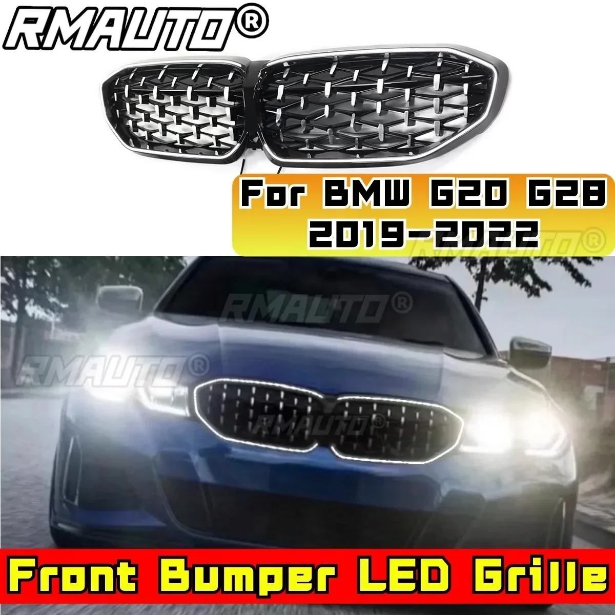 For G20 LED Grill Car Front Facelift Grill Body Kit Front Bumper LED Grille For BMW 3 Series G20 G28 2019-2022 Car Accessories