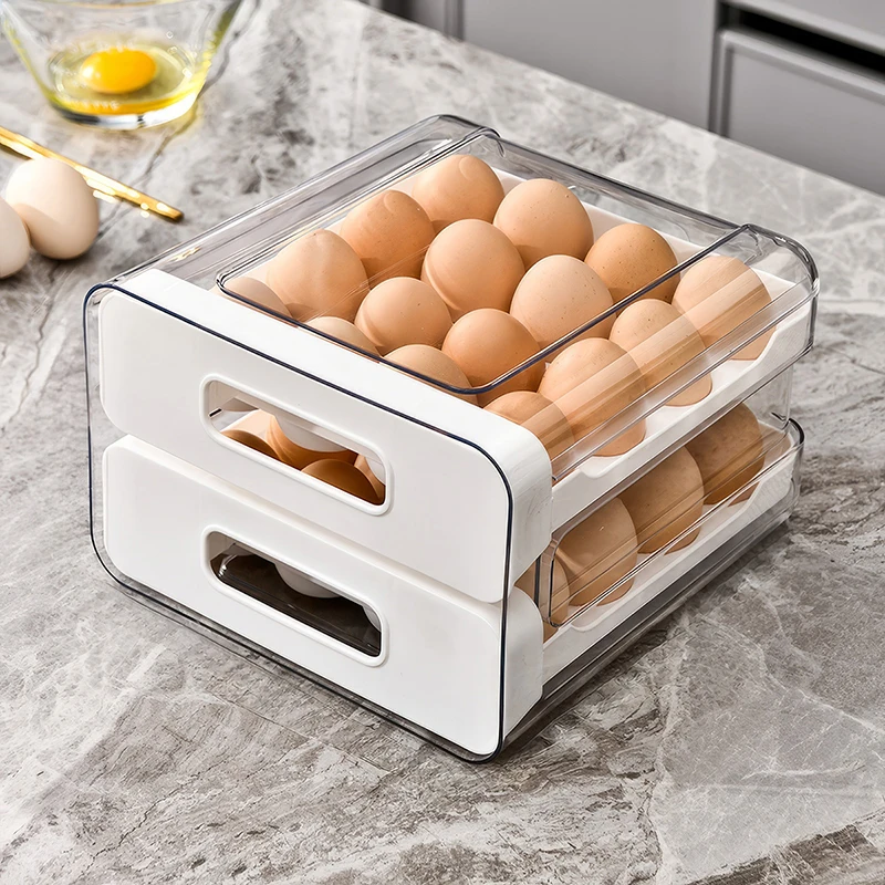 1pcs，Automatic Scrolling Egg Rack Holder Storage Box Egg Basket Container Organizer  Refrigerator Egg Dispenser For Kitchen