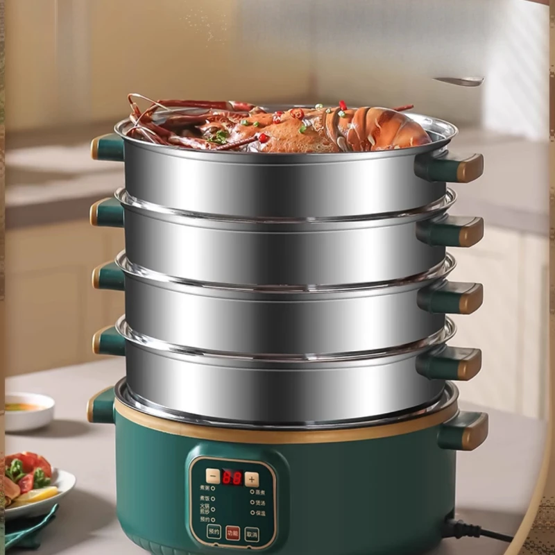 

Large capacity, electric steamer, household, three layers, multi-function, automatic power failure, steamer, timing, hot pot.