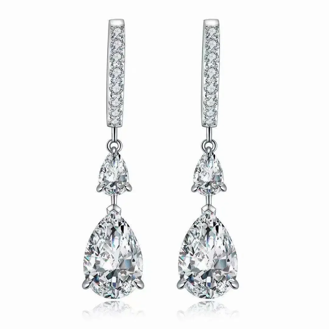 New Arrivals Pear Shape Simulated Diamond Earrings 9K Gold серьги Fashion women Jewelry Party Gifts