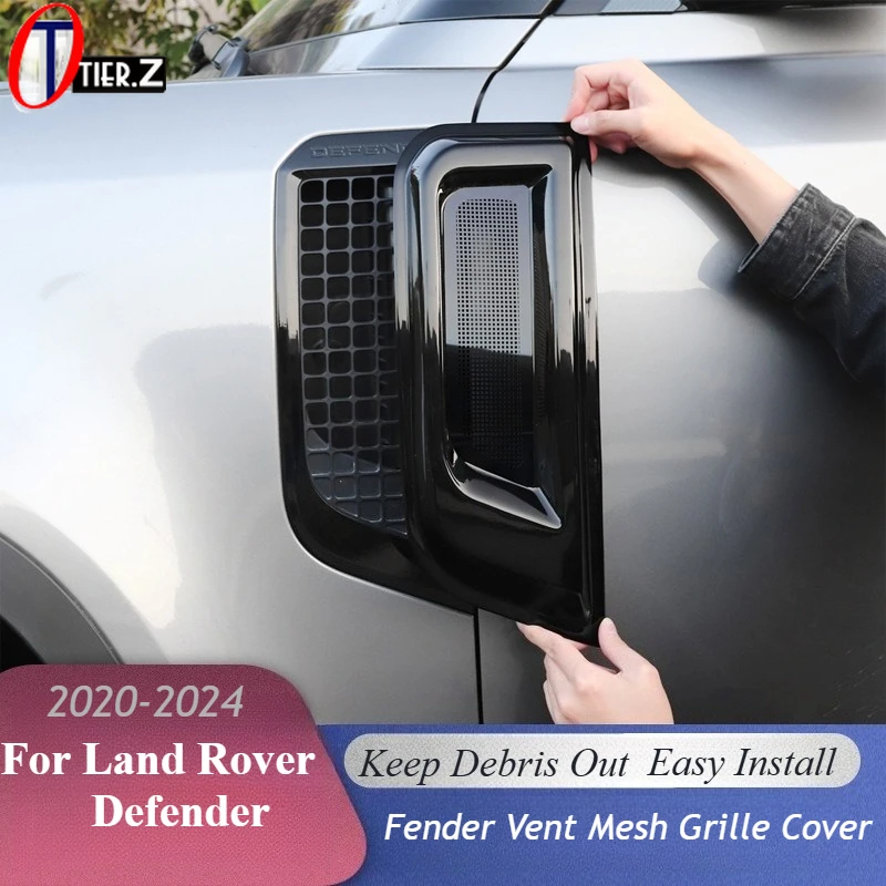 

For 2020-2024 Land Rover Defender Fender Vent Mesh Grille Cover Black Stainless Steel Bug Stone Guard Deflector Protection Kit