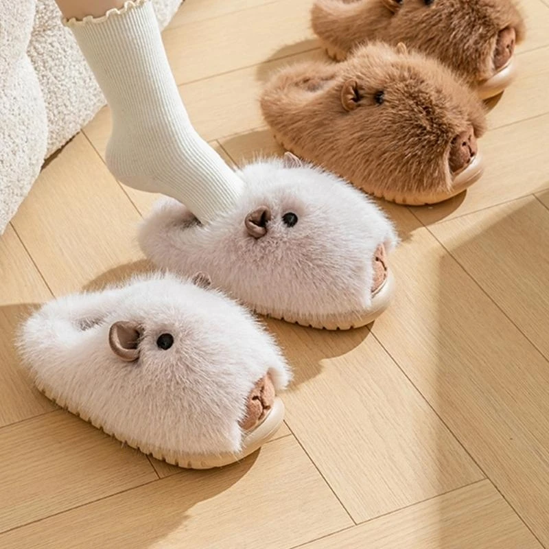 R1WE Soft Plush Cotton House Slippers Winter Warm Plush Shoes Houes Slippers Bedroom Shoes for Women Indoor and Outdoor