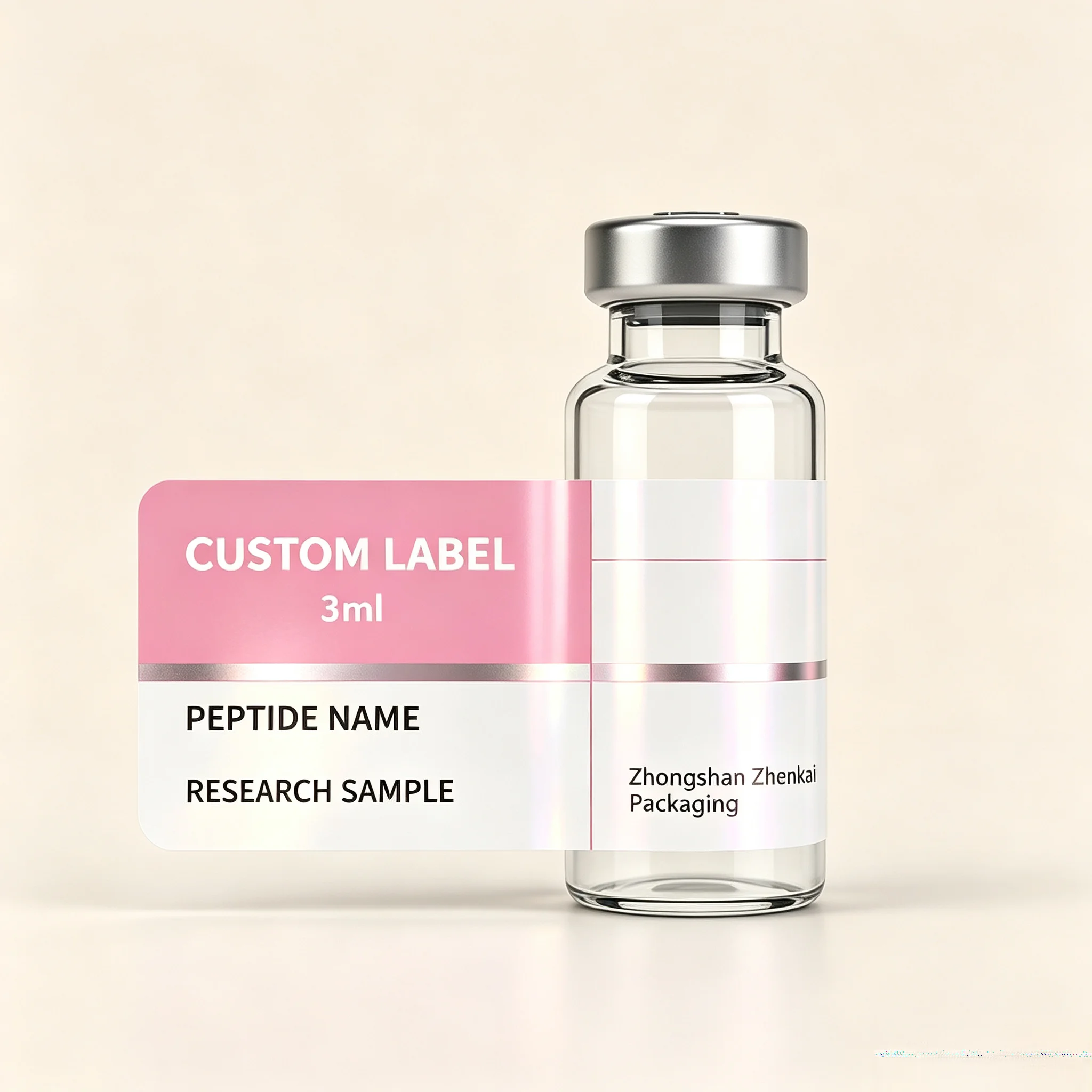 Custom Printing Peptide Vial Label Box HD Waterproof Vinyl Sticker Fit 3ml 10ml Skincare Injection Bottle