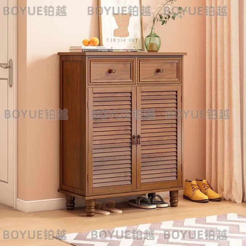 for American Household Large Capacity Porch Cabinet Solid Wood Multi-layer Shoe Storage Economical Entryway Locker