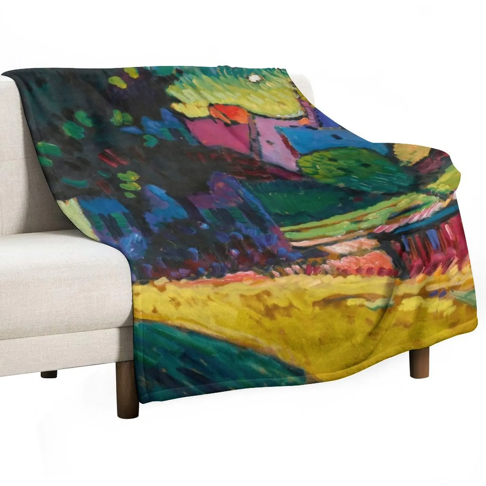 Wassily Kandinsky Murnau - Landscape with Green House Throw Blanket Custom Winter beds Weighted Thins Sofa Hairys Blankets