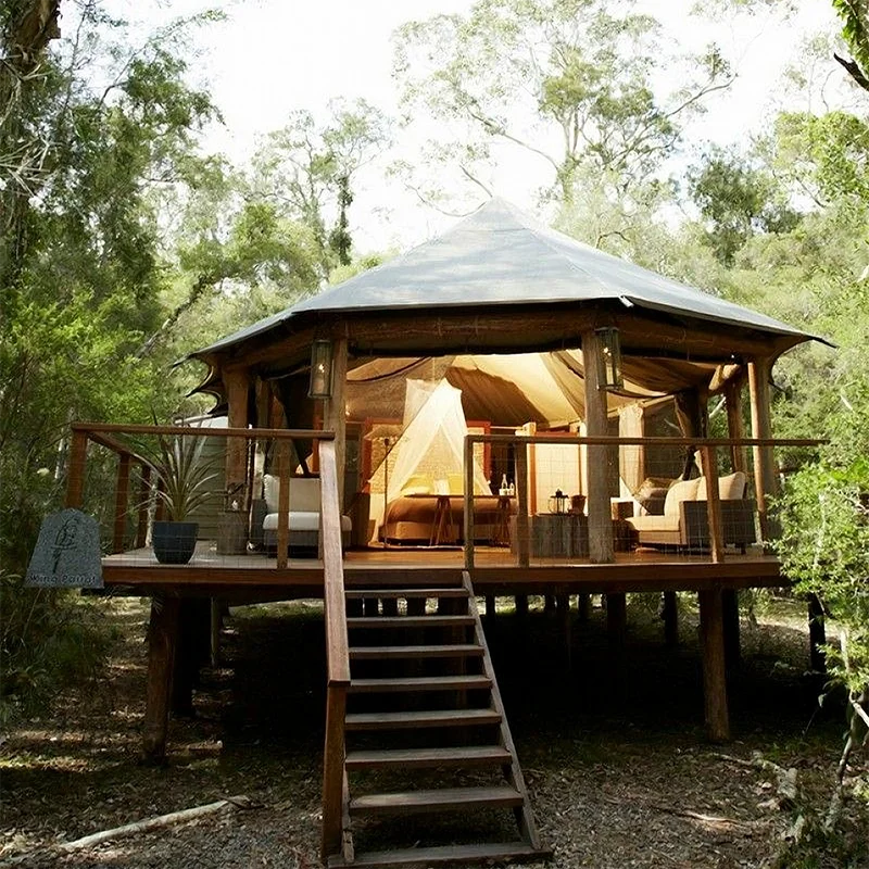 

Outdoor Luxury Resort Lodge Hotel Tent PVDF Canvas Material Safari Glamping Trade Show Tent Custom