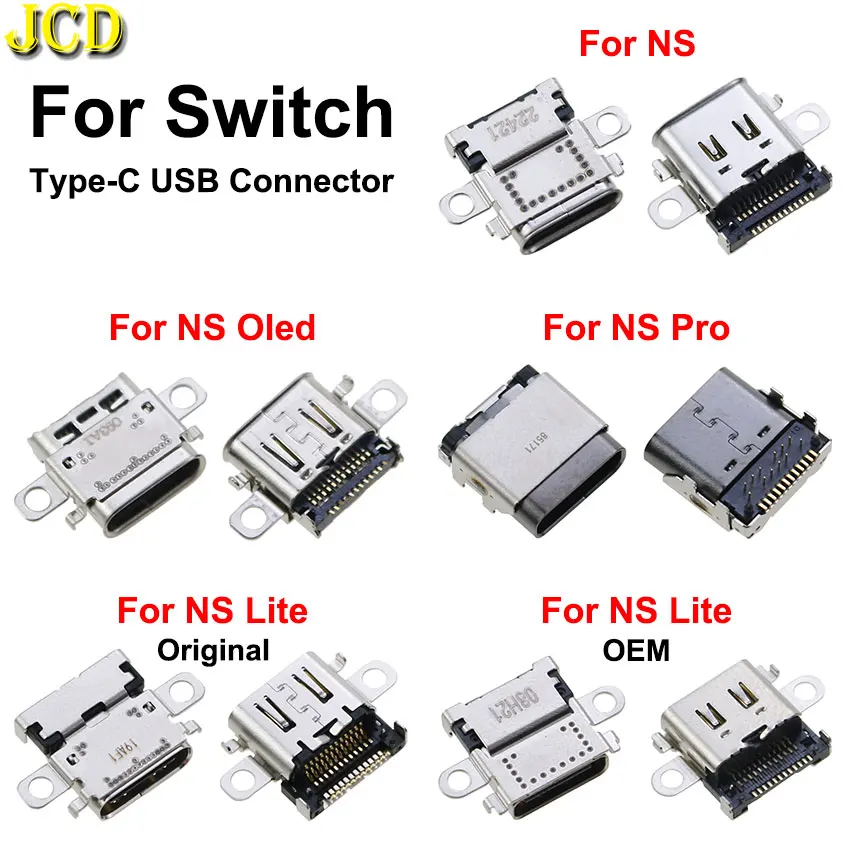 JCD 1pcs Original New Charging Port Female Socket Type-C USB Connector For Switch / Lite / Oled / Pro NS Console