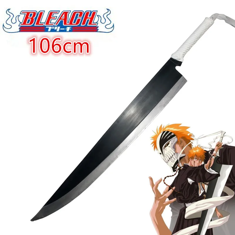Sword Kurosaki Ichigo Sword Sky Lock Moon White Knife Zanpakutou Ninja Katana Sword Weapon Props Safety PU Toy 105cm