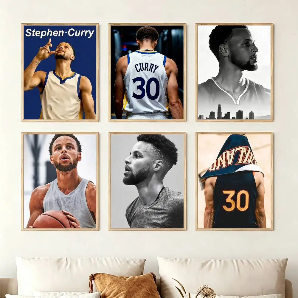 Basketball S-Stephen C-Curry Poster Waterproof Wall Art Sticker For Bar Living Room Vintage Decor High Quality Print Gift