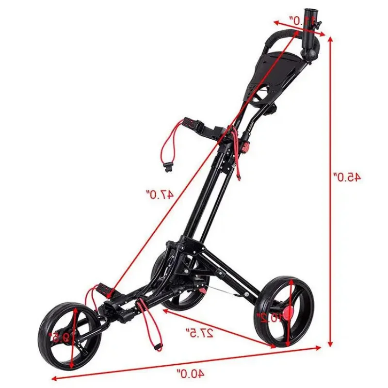 

Factory Hot Selling Manufacturer Latest Al Frame Quick Fold Height Adjustle 3 Wheels Push Golf Trolley