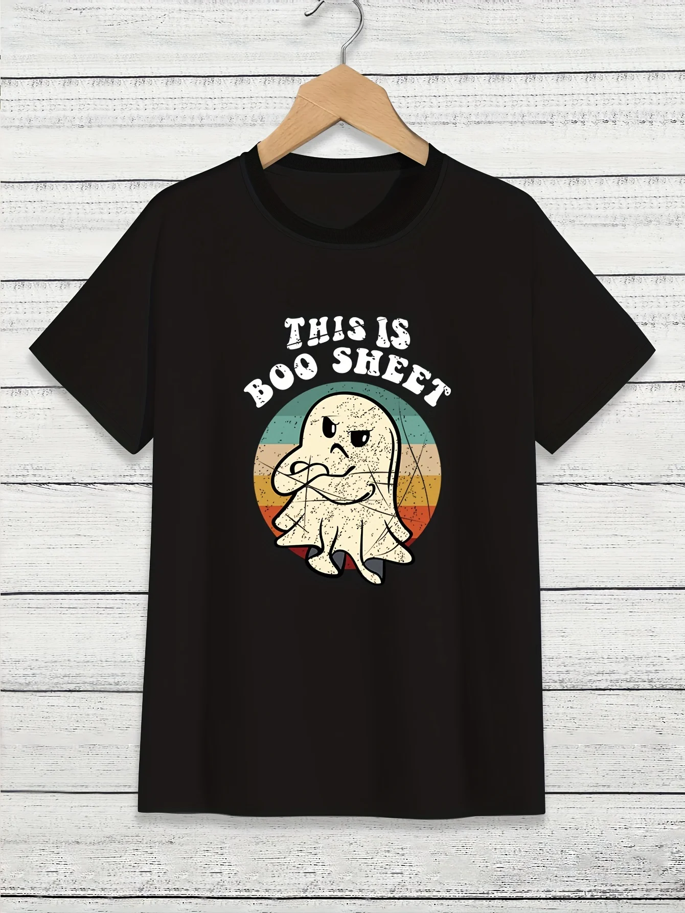 

Мужская футболка на Хэллоуин с надписью This Is Boo, мужская одежда с графическим принтом призрака, модная футболка больших размеров с круглым вырезом и коротким рукавом