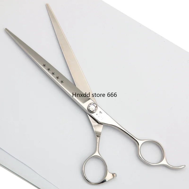 7.5 inch left-hand straight cut, professional pet cat and dog beauty salon, hair trimming, flat scissors