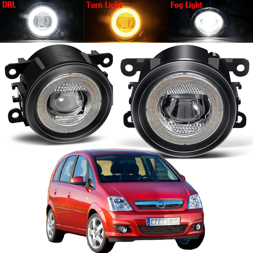 

3in1 Car Angel Eye Fog Light Assembly LED DRL Fog Turn Signal Daytime Running Lamp DRL For Vauxhall Opel Meriva A 2006-2010