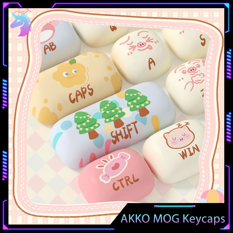 

AKKO Pig Party Keycap Pbt Sublimation Mog 139keys Cute Ergonomics Gaming Customized Accessories For Desktop Office Girls Gifts