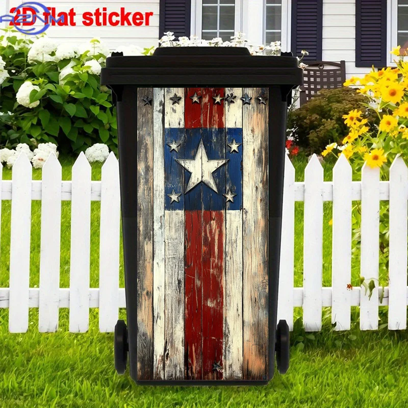 Vintage Star Trash Can Sticker, Patriotic Theme Self-Adhesive Art Stickers, Weathered Look Self-Adhesive Removable Trash Can S