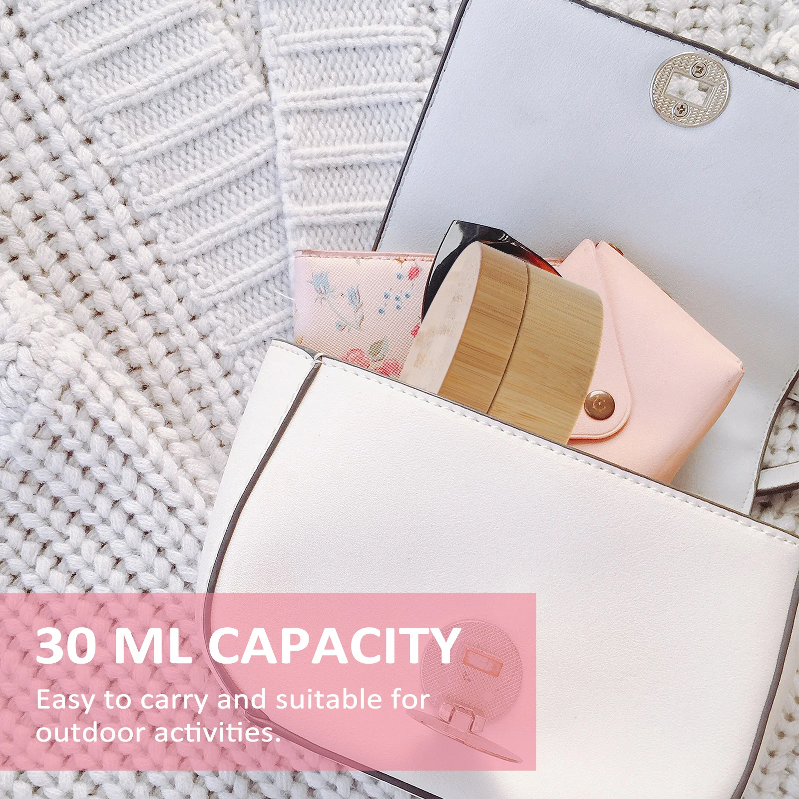 Recipiente vazio de bambu para pó de maquiagem, 30ml, portátil, suporte para cosméticos, materiais de arte, armazenamento de suporte de sopro de pó