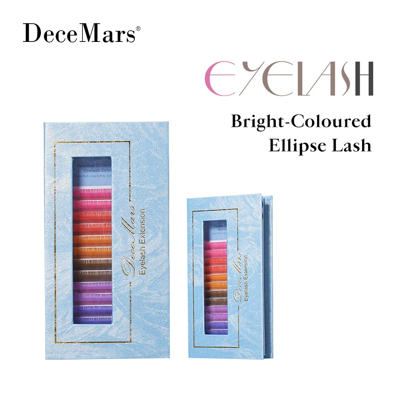

DeceMars Bright Colored Ellipse Flat Eyelash Extension Mix Color Creates Striking Eye Effect lash boxes packaging makeup