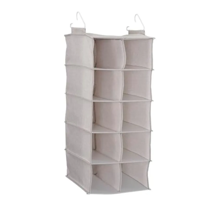 

10-Pocket Hanging Shoe Organizer Side-by-Side Blended Canvas Storage 2 Hooks for Excellent Support The Perfect Space-Saving Org
