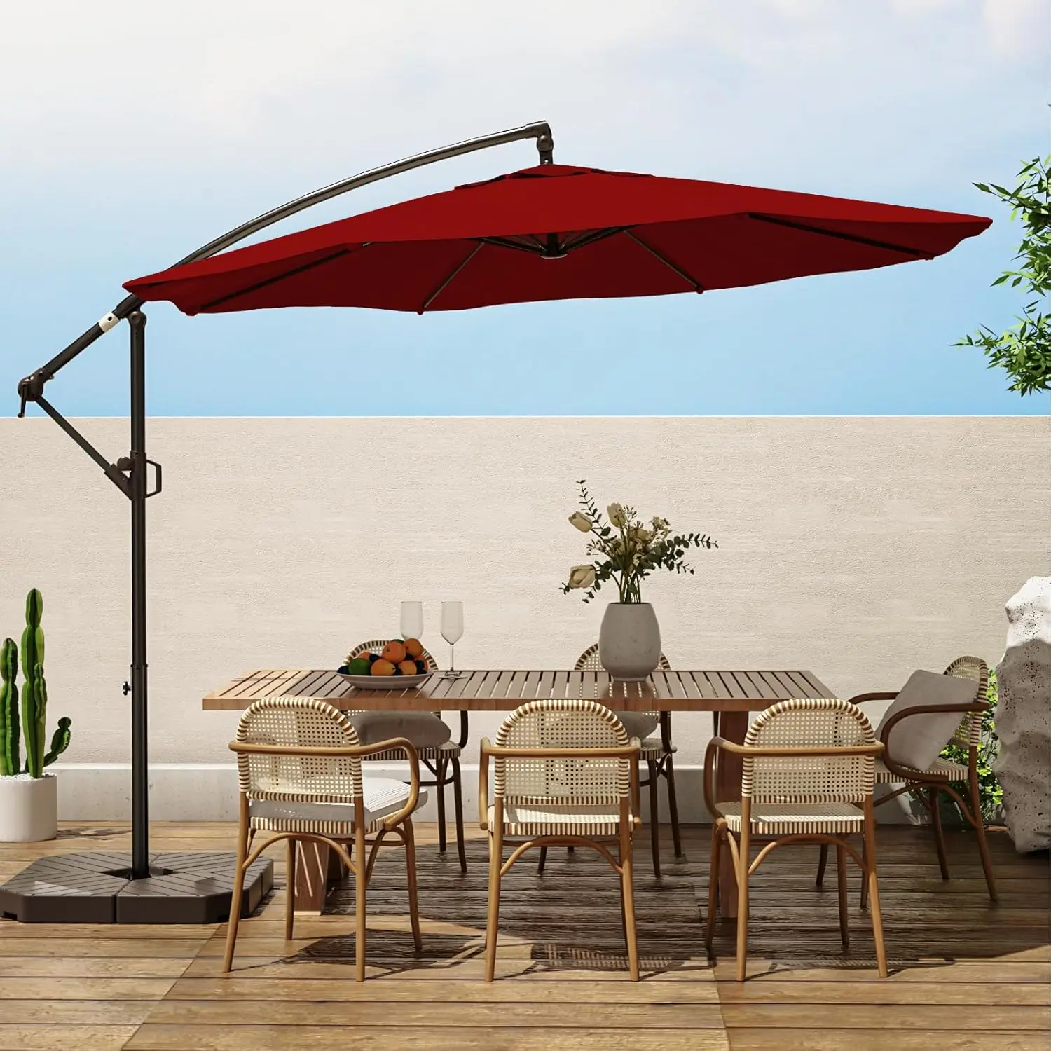 

10ft Patio Umbrellas Offset Outdoor Umbrella Cantilever Hanging Umbrellas w/Infinite Tilt, Fade Resistant Waterproof RECYCLED