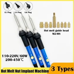 Heat Melt Insert Nut Iron Tip M2 M3 M4 M5 M6 M8 Brass Hot Melt Inset Nut Tool Embedded Kit Heat Insertion DIY 3D Printer Plastic