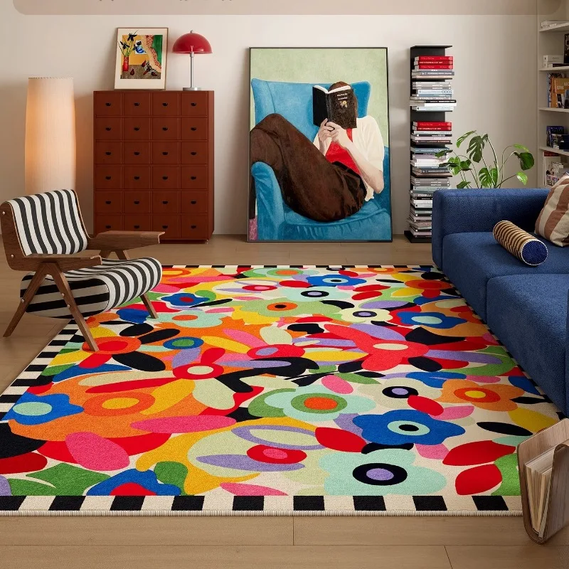 Dopamine Creative Colorful Living Room Carpet Large Area Sofa Coffee Table Non-slip Floor Mat Bedroom Bedside Plush Soft Rug 러그